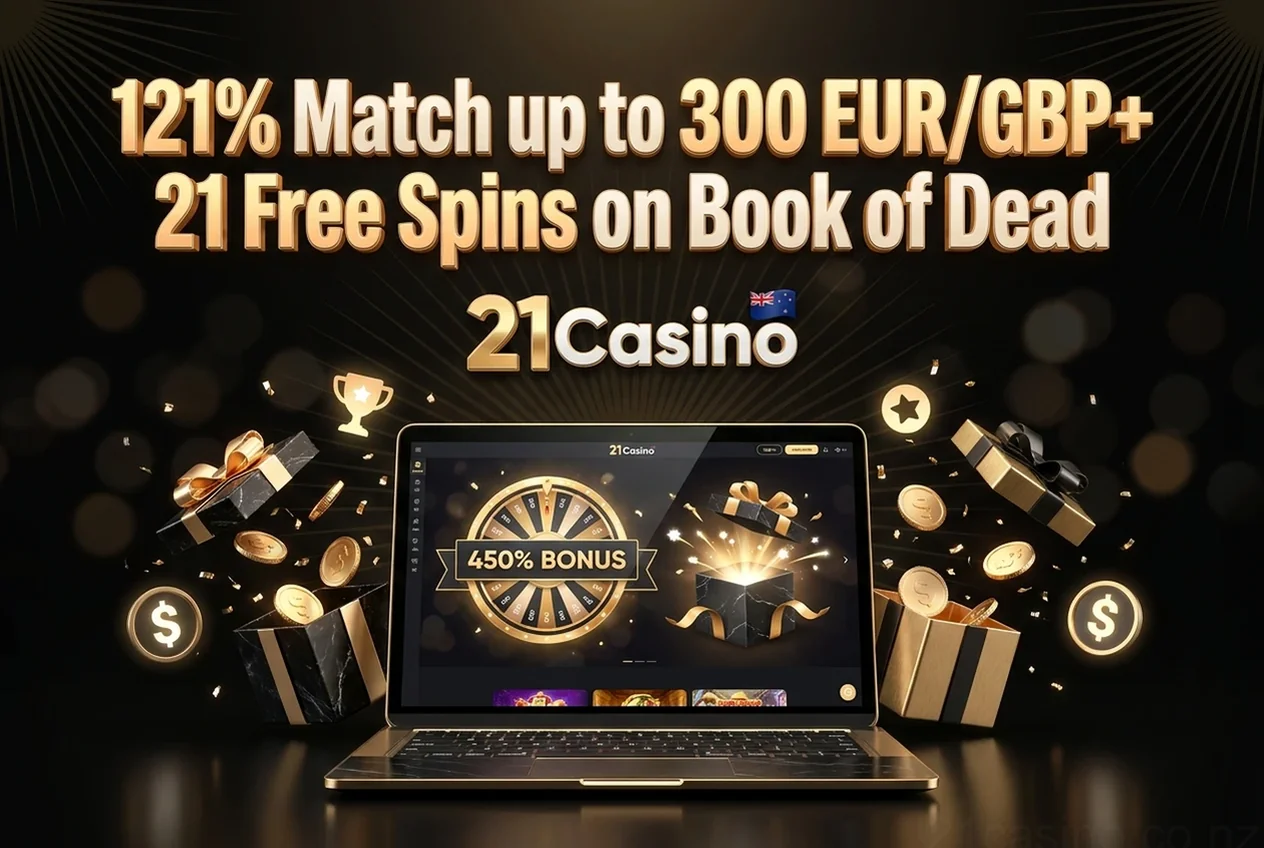 121% Match up to 300 EUR/GBP+ 21 Free Spins on Book of Dead